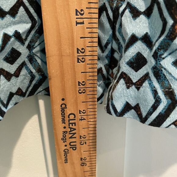 Jane +‎ Delancey Top Women’s Large Turquoise Blue Aztec Southwest Button Up - Picture 7 of 11